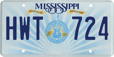 MS license plate HWT724
