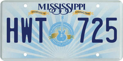 MS license plate HWT725
