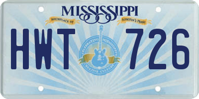 MS license plate HWT726