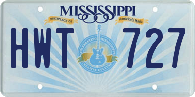MS license plate HWT727