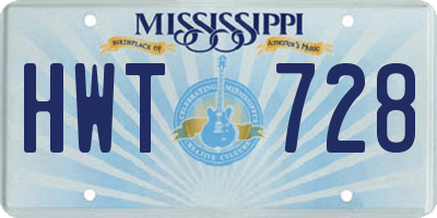 MS license plate HWT728