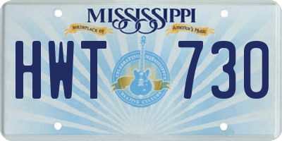 MS license plate HWT730