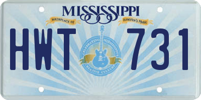 MS license plate HWT731