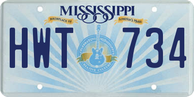 MS license plate HWT734