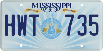 MS license plate HWT735