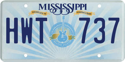 MS license plate HWT737