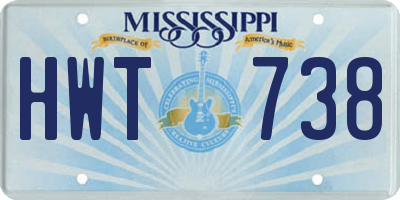 MS license plate HWT738
