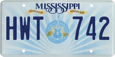 MS license plate HWT742