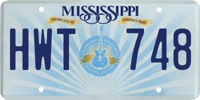 MS license plate HWT748