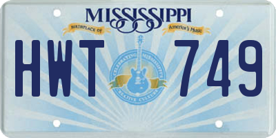 MS license plate HWT749