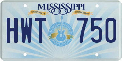 MS license plate HWT750