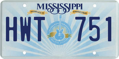 MS license plate HWT751