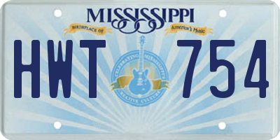MS license plate HWT754