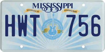 MS license plate HWT756