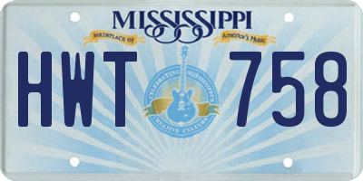 MS license plate HWT758