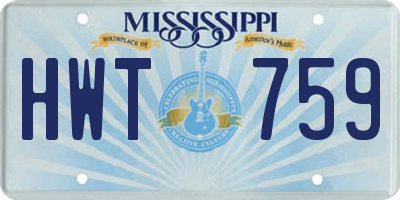 MS license plate HWT759