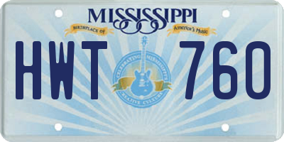 MS license plate HWT760