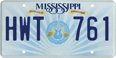 MS license plate HWT761