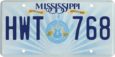 MS license plate HWT768