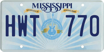 MS license plate HWT770