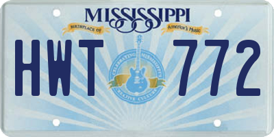 MS license plate HWT772