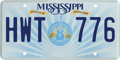 MS license plate HWT776