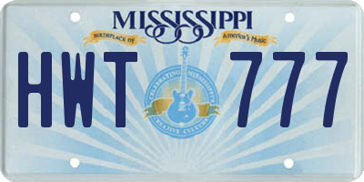 MS license plate HWT777