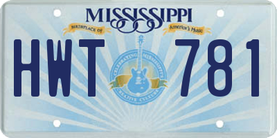 MS license plate HWT781