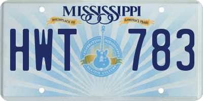MS license plate HWT783