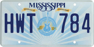 MS license plate HWT784