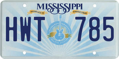 MS license plate HWT785