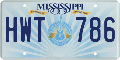 MS license plate HWT786