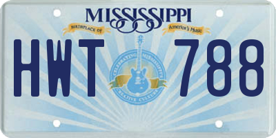 MS license plate HWT788
