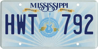 MS license plate HWT792