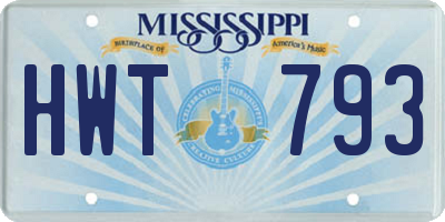 MS license plate HWT793
