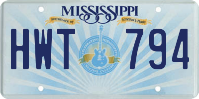 MS license plate HWT794