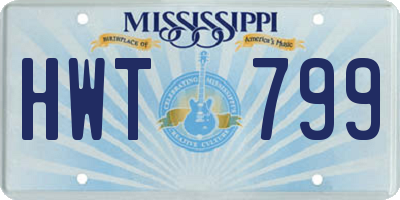 MS license plate HWT799