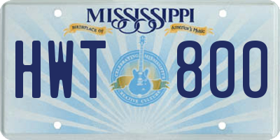 MS license plate HWT800