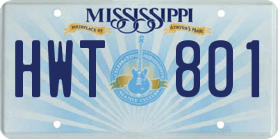 MS license plate HWT801