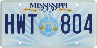 MS license plate HWT804