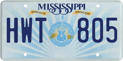 MS license plate HWT805