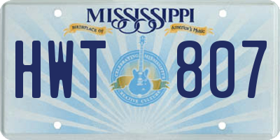 MS license plate HWT807