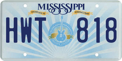 MS license plate HWT818