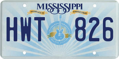 MS license plate HWT826
