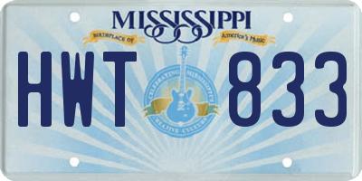 MS license plate HWT833