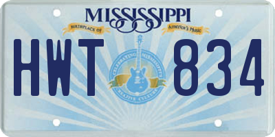 MS license plate HWT834