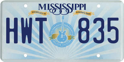 MS license plate HWT835