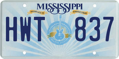 MS license plate HWT837