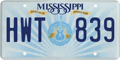 MS license plate HWT839