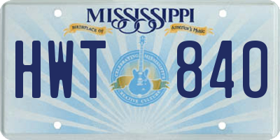 MS license plate HWT840